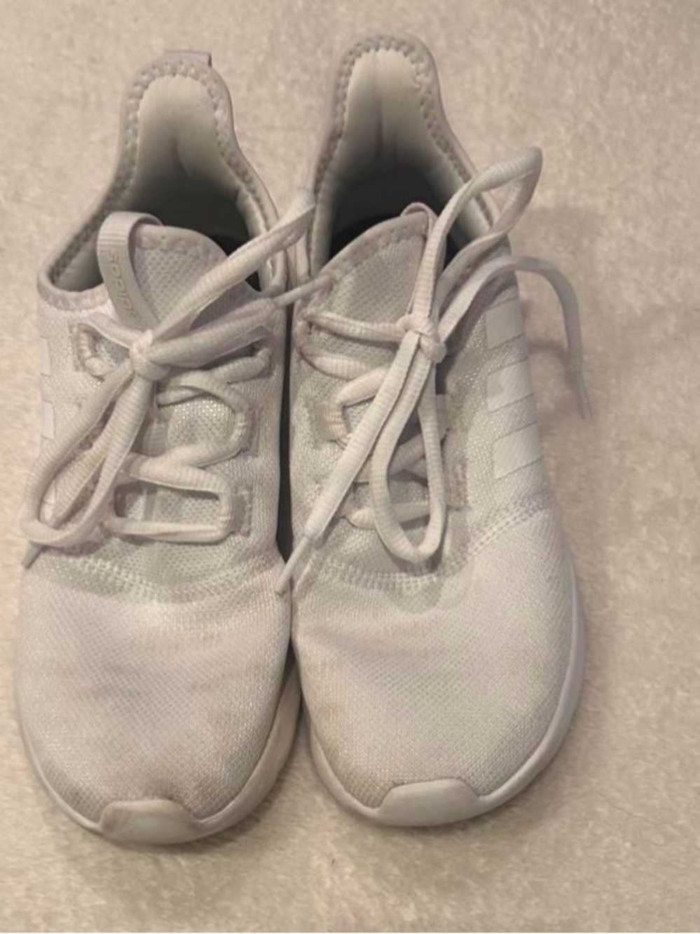 adidas All-White Lace-Up Mesh Sneakers